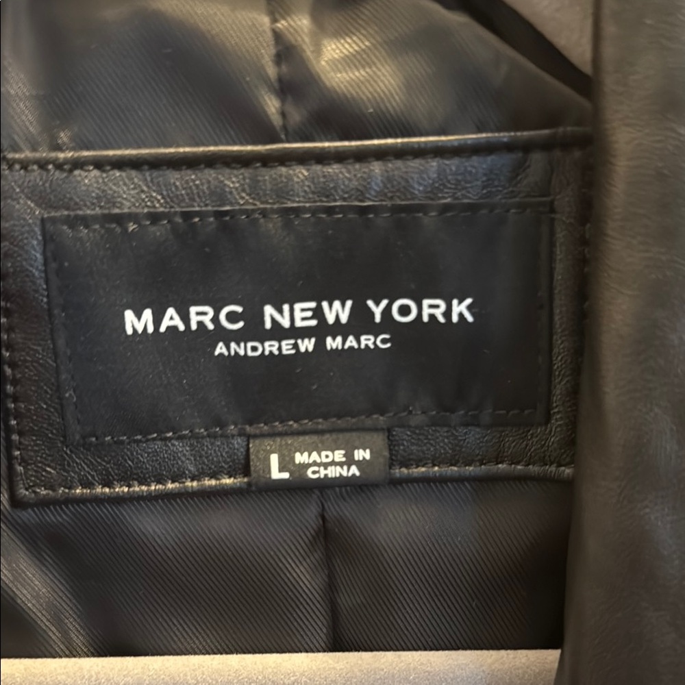 Marc New York Black Leather Moto Jacket Asymmetrical Zipper - Picture 2 of 6